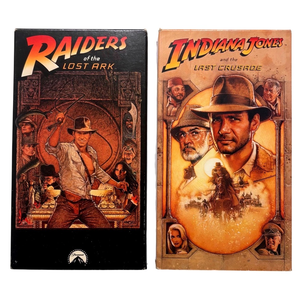 Indiana Jones VHS Lot Raiders of the Lost Ark & Last Crusade Paramount 1989